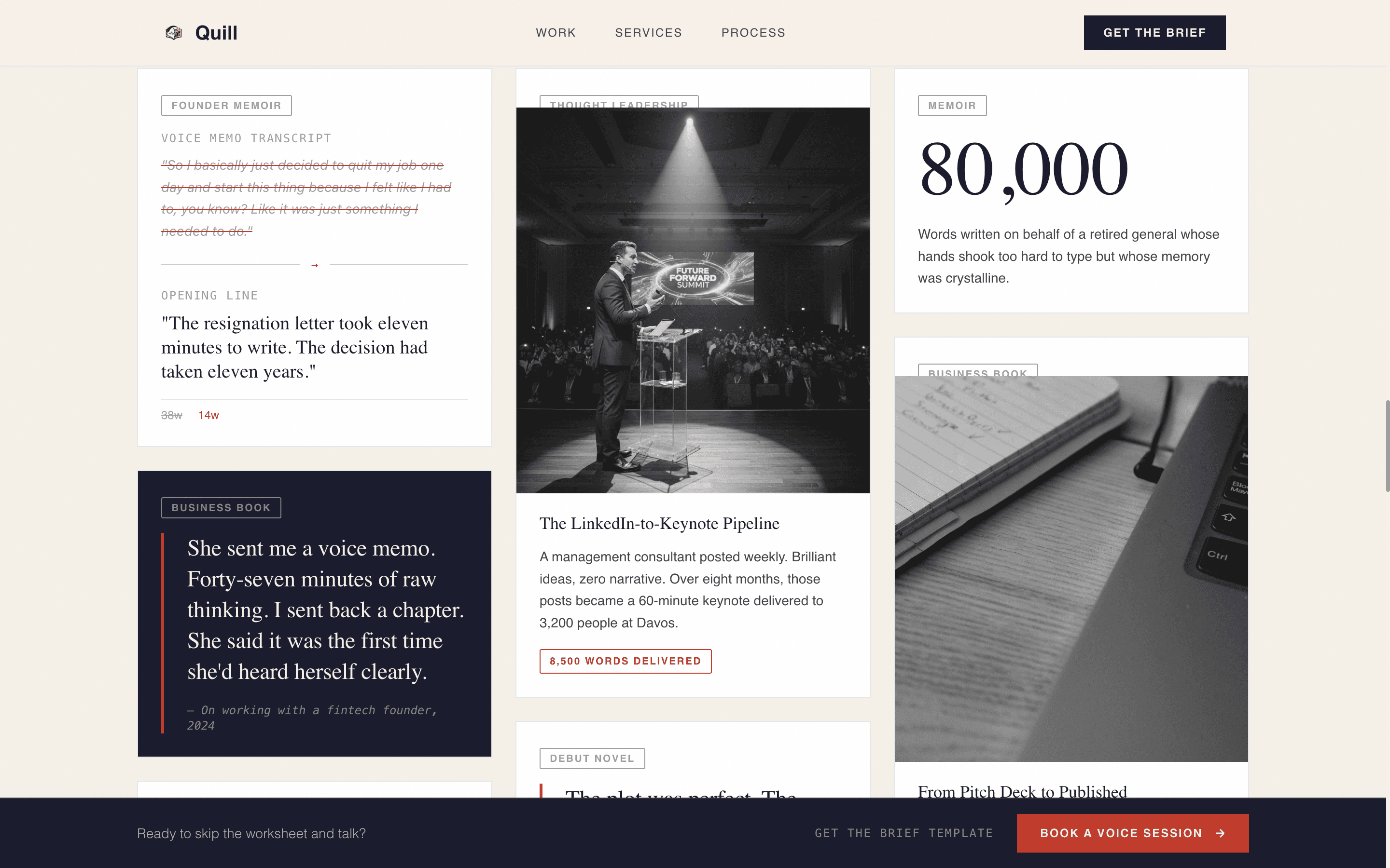 Quill - Transformative Ghost Writer Landing Page Template
