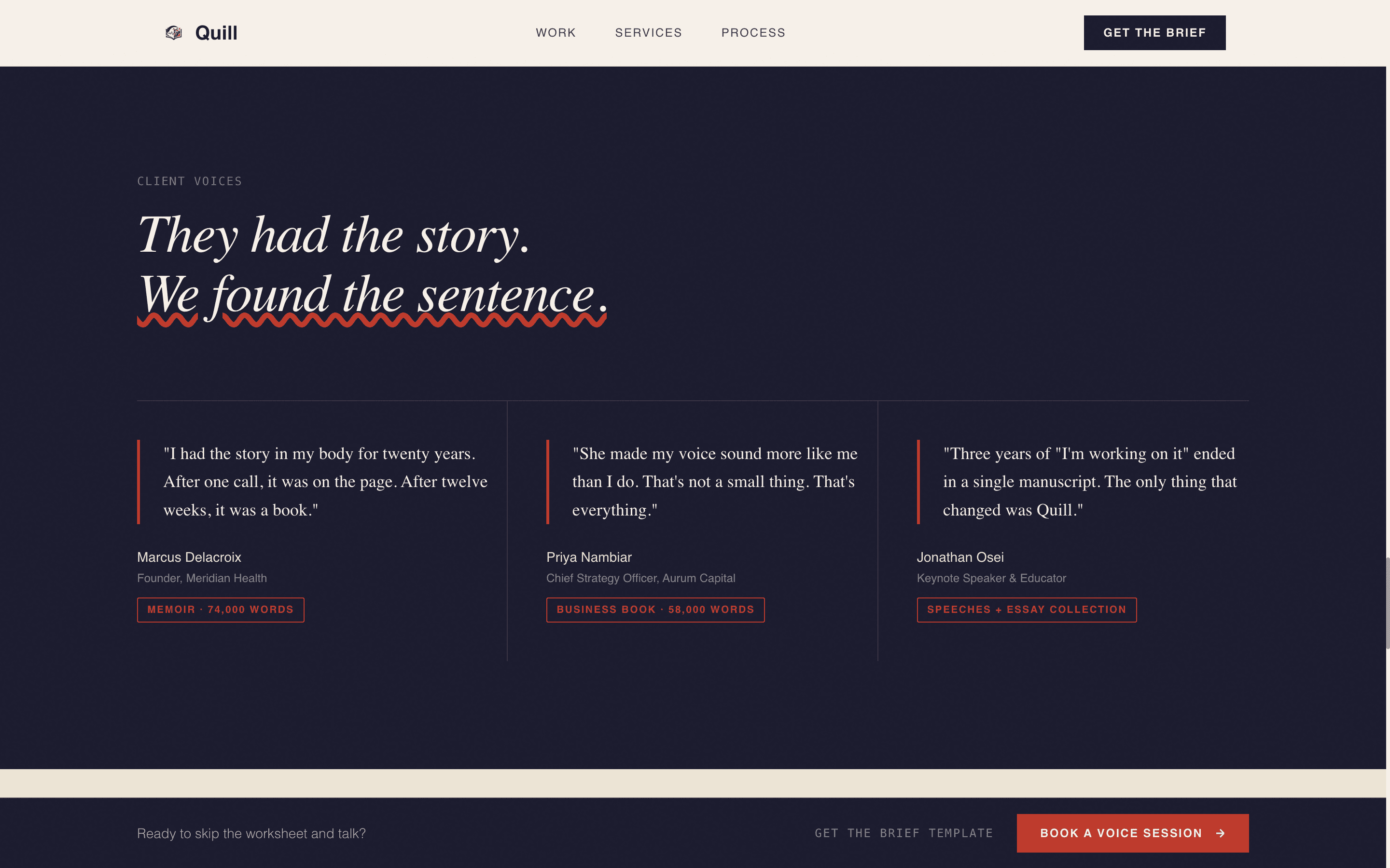 Quill - Transformative Ghost Writer Landing Page Template