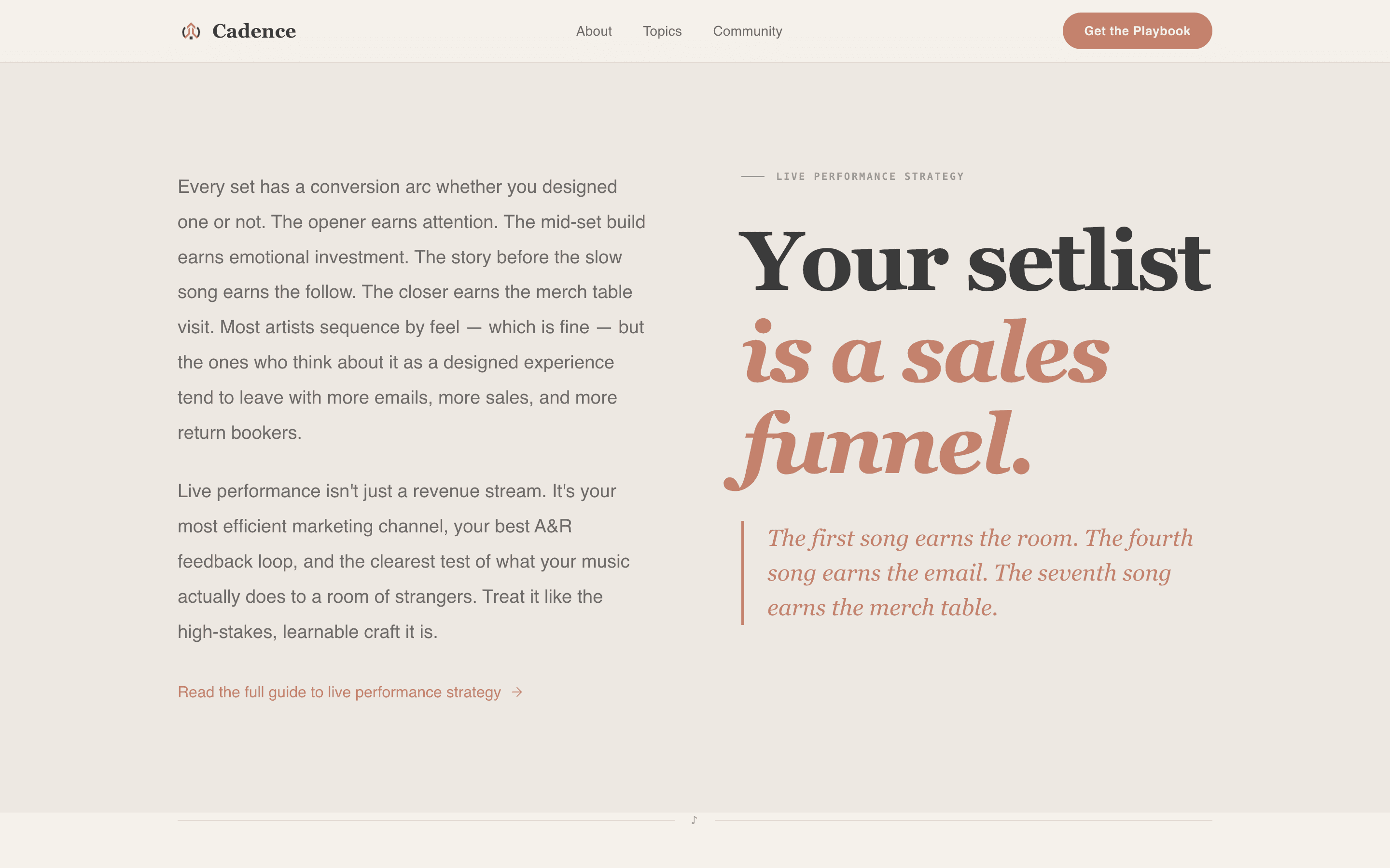 Cadence - Intentional Musician Landing Page Template