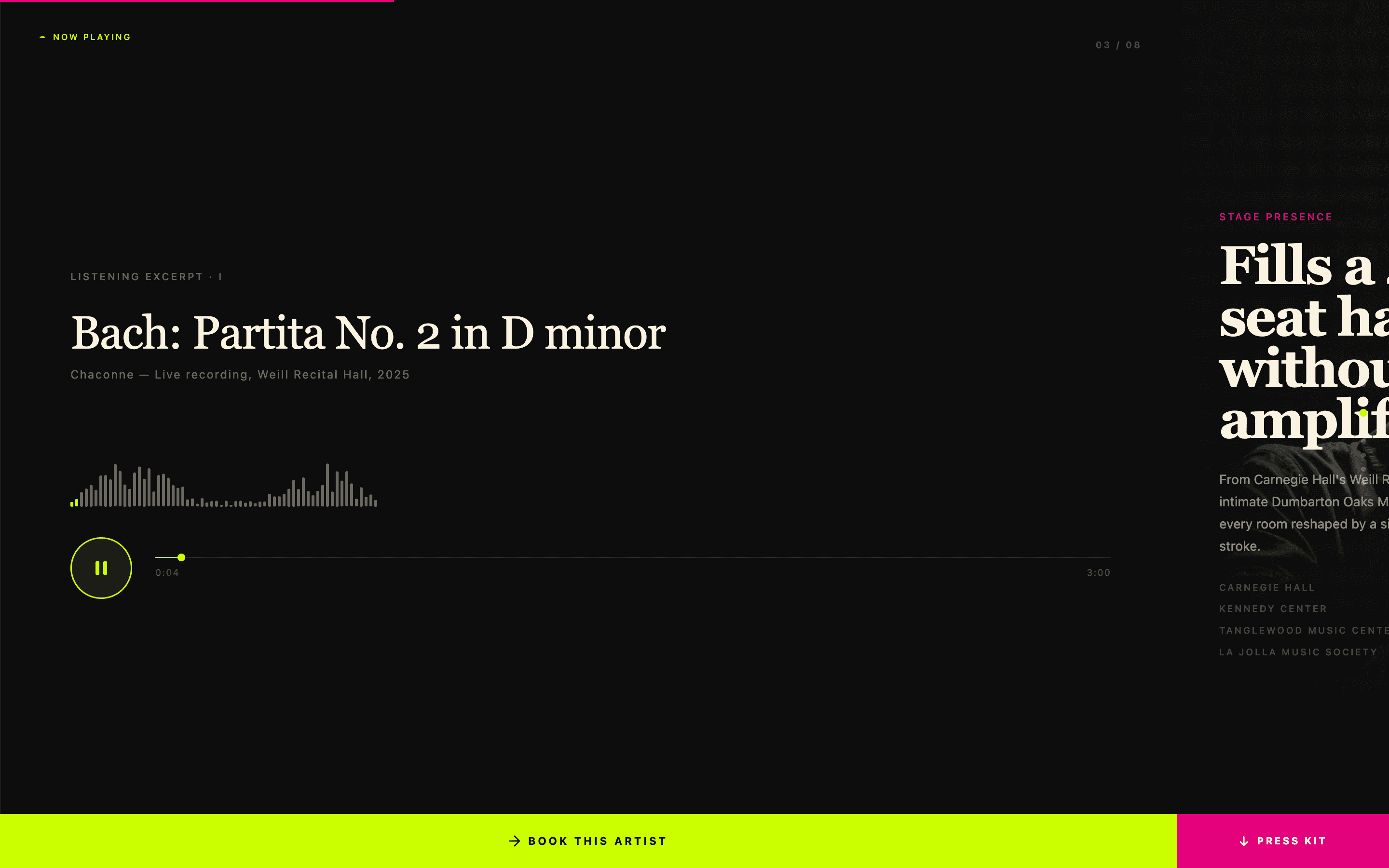 Cadenza — Musician Portfolio Landing Page Template