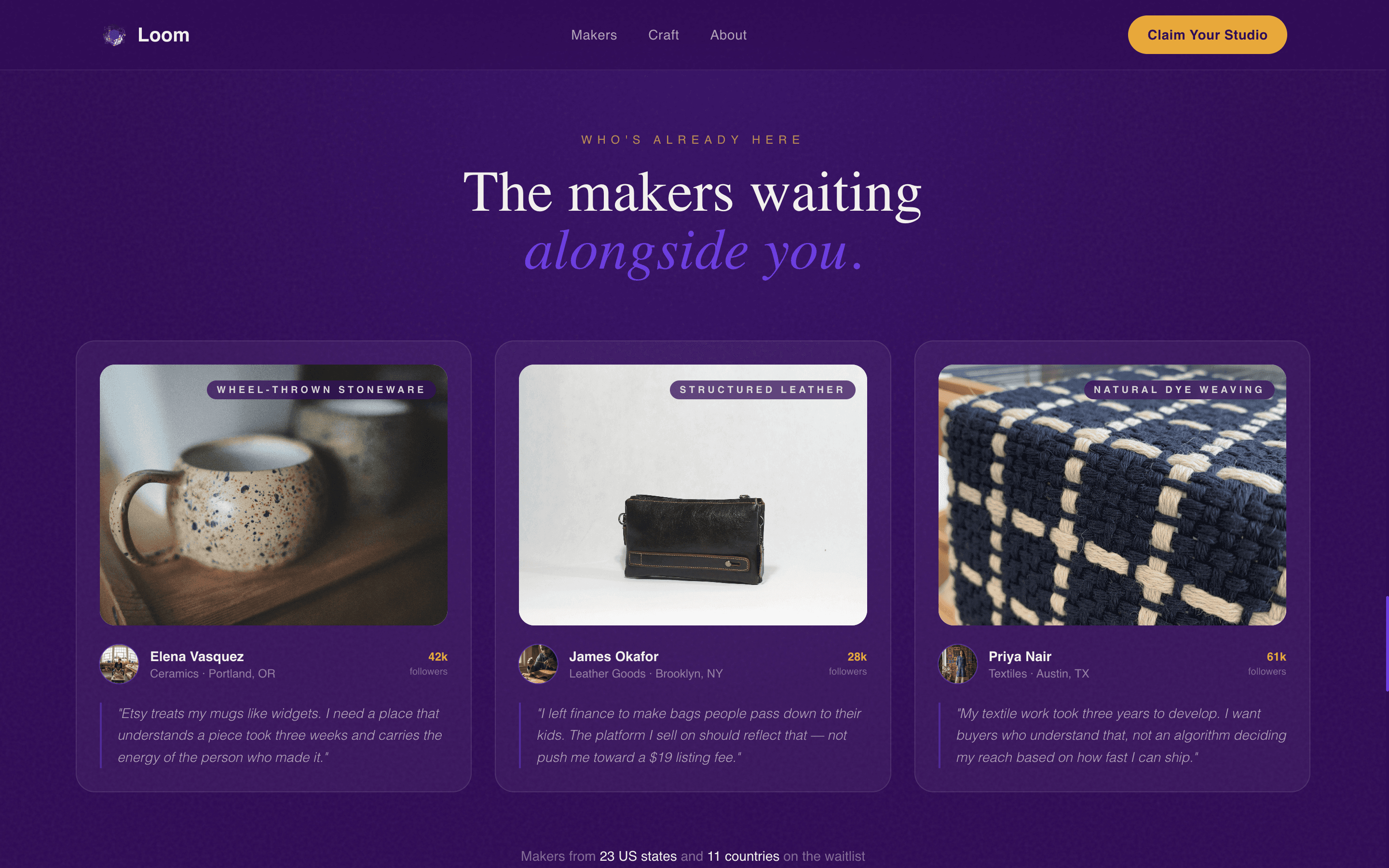 Loom - Artisan Craft Landing Page Template