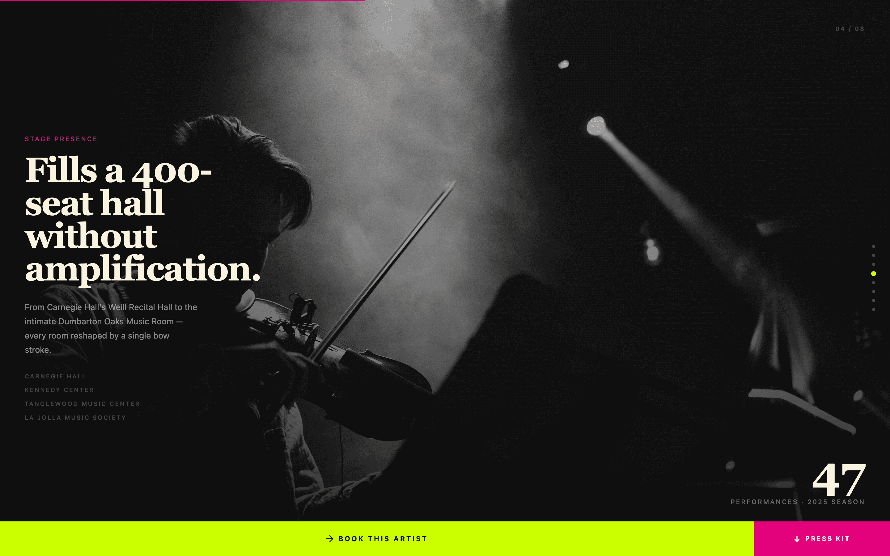 Cadenza — Musician Portfolio Landing Page Template
