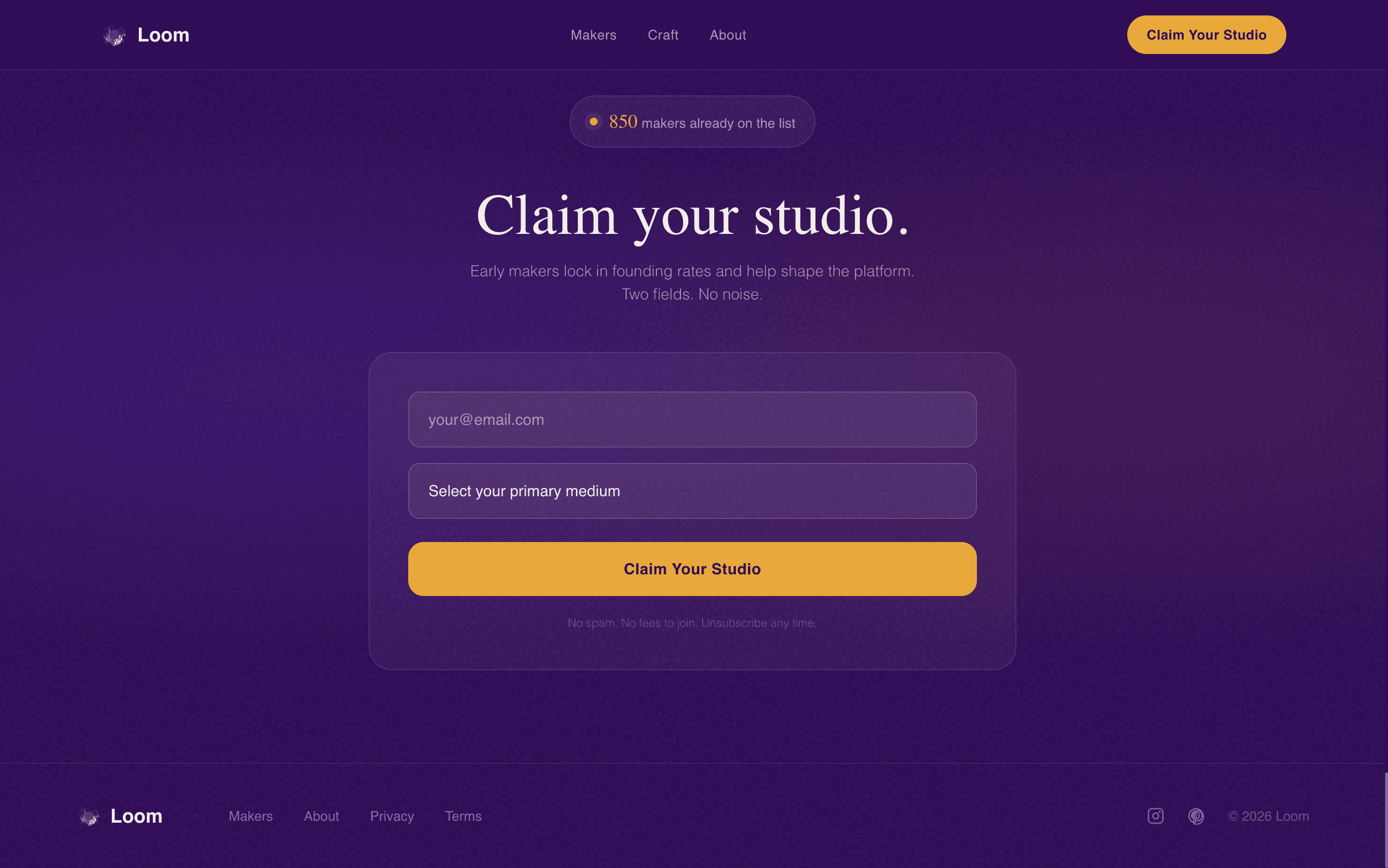Loom - Artisan Craft Landing Page Template