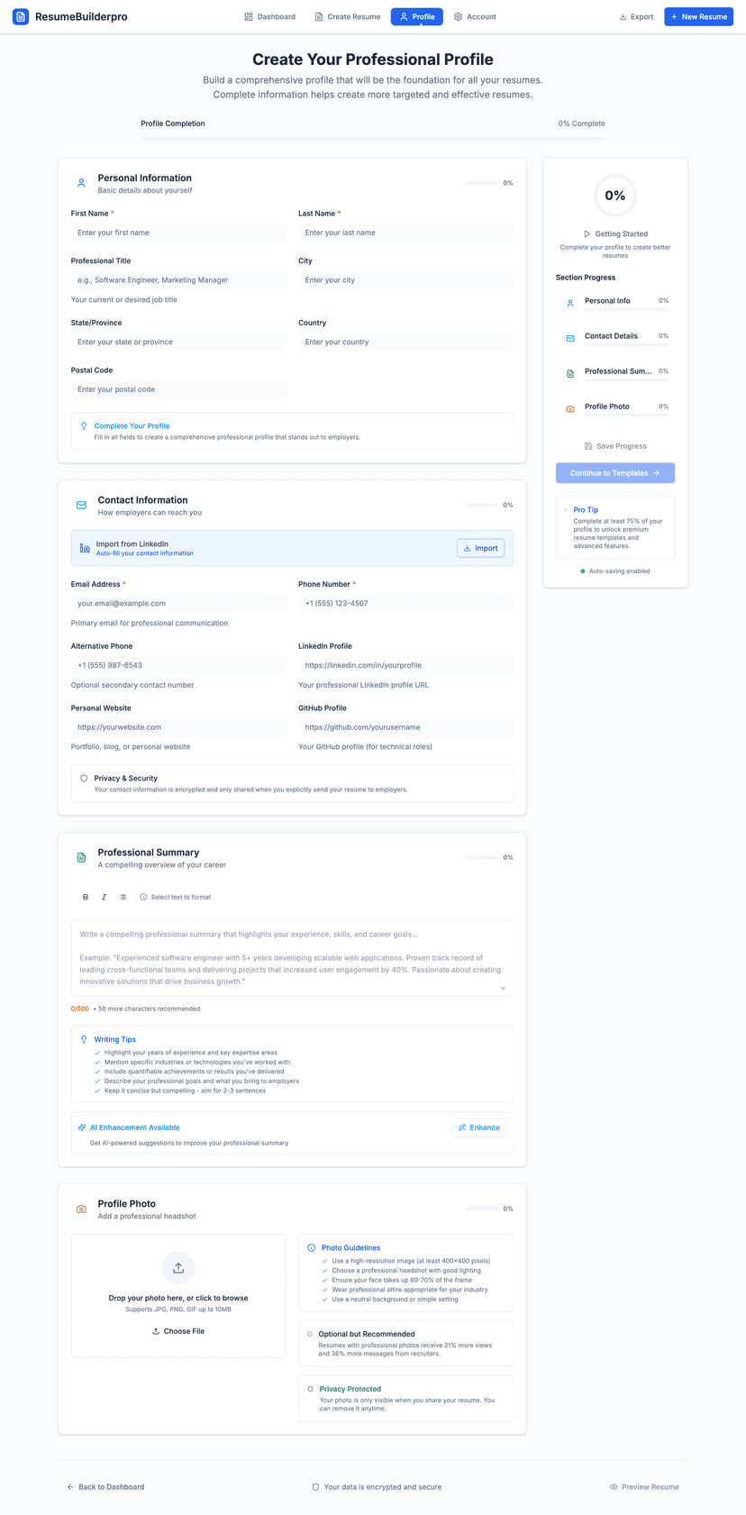 Resume Builder preview