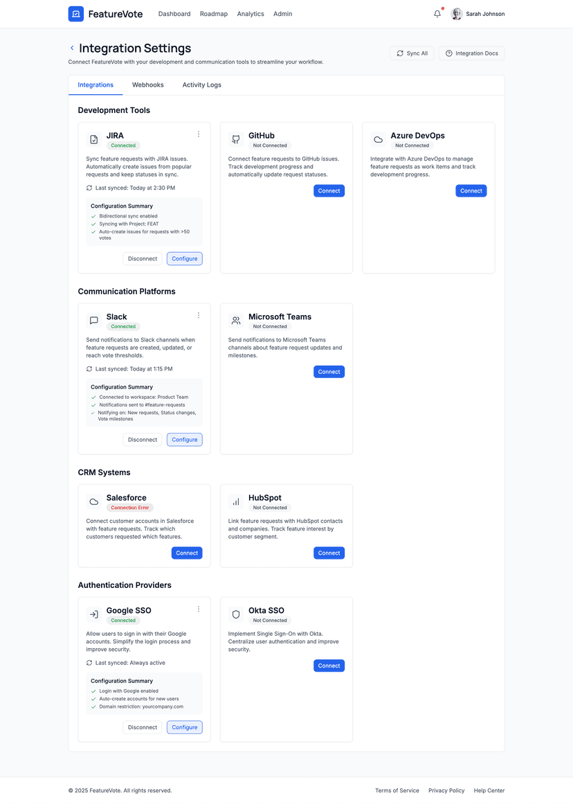 Feature voting app preview