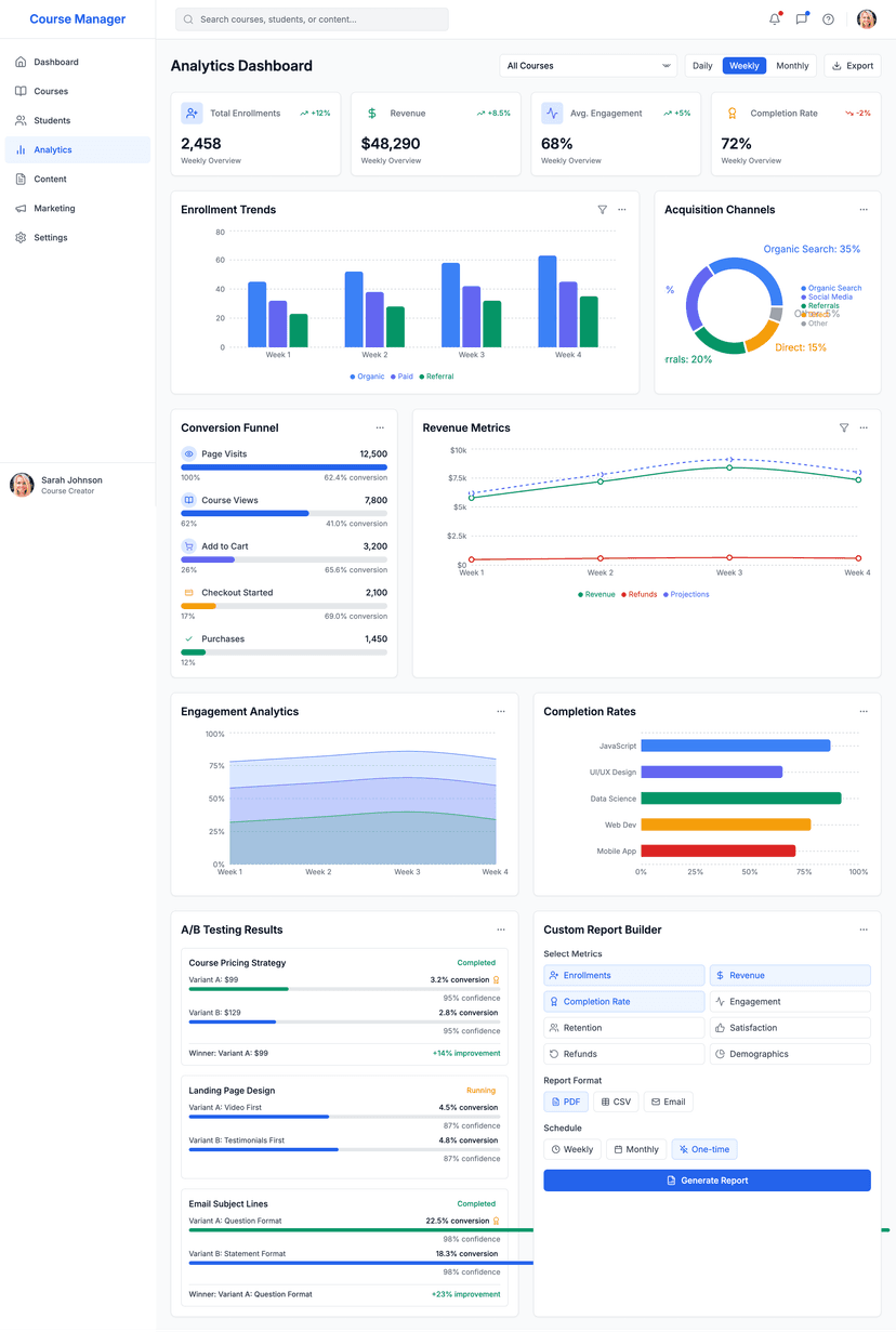 Online course platform preview
