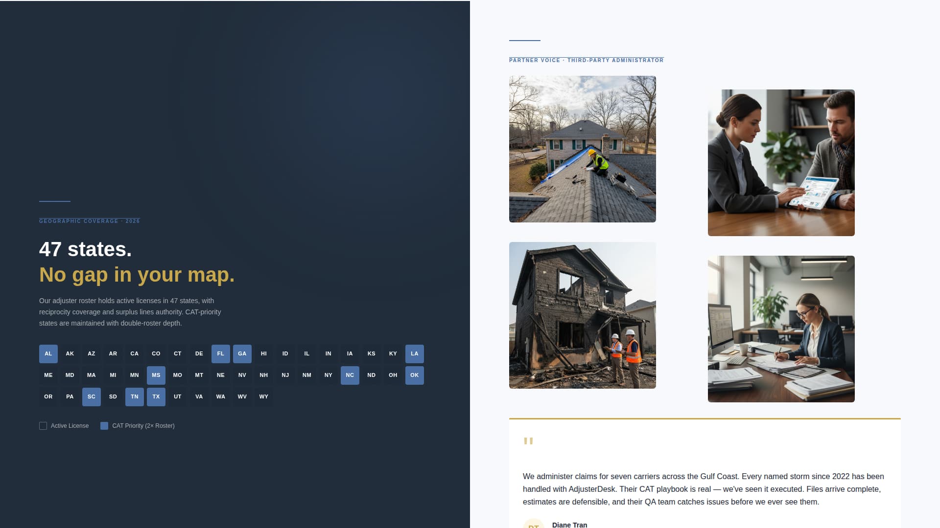 Adjuster - Rapid Claims Landing Page Template Template | Build Fully ...