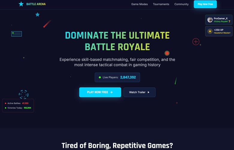 Landing page template preview